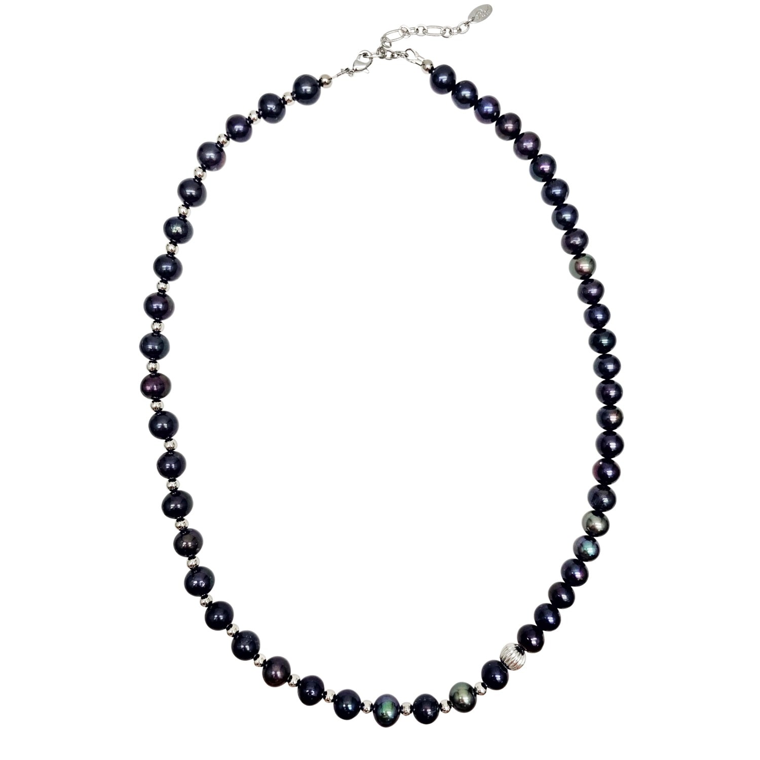 Farra Pink / Purple Deep Purple With Sterling Silver Men's Necklace