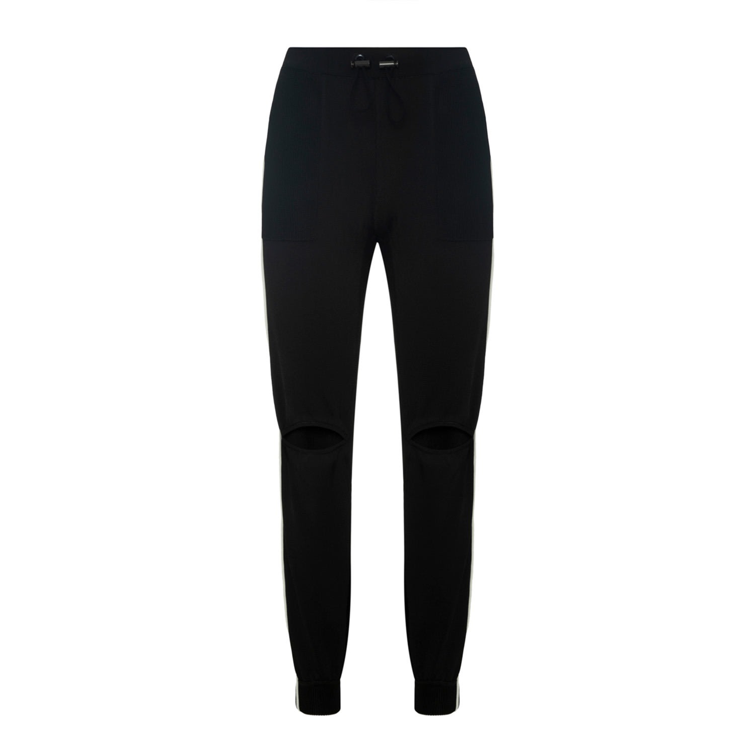 Women’s Knitted Trousers Pockets Cutout Canoe Black Nero Medium Balletto Athleisure Couture