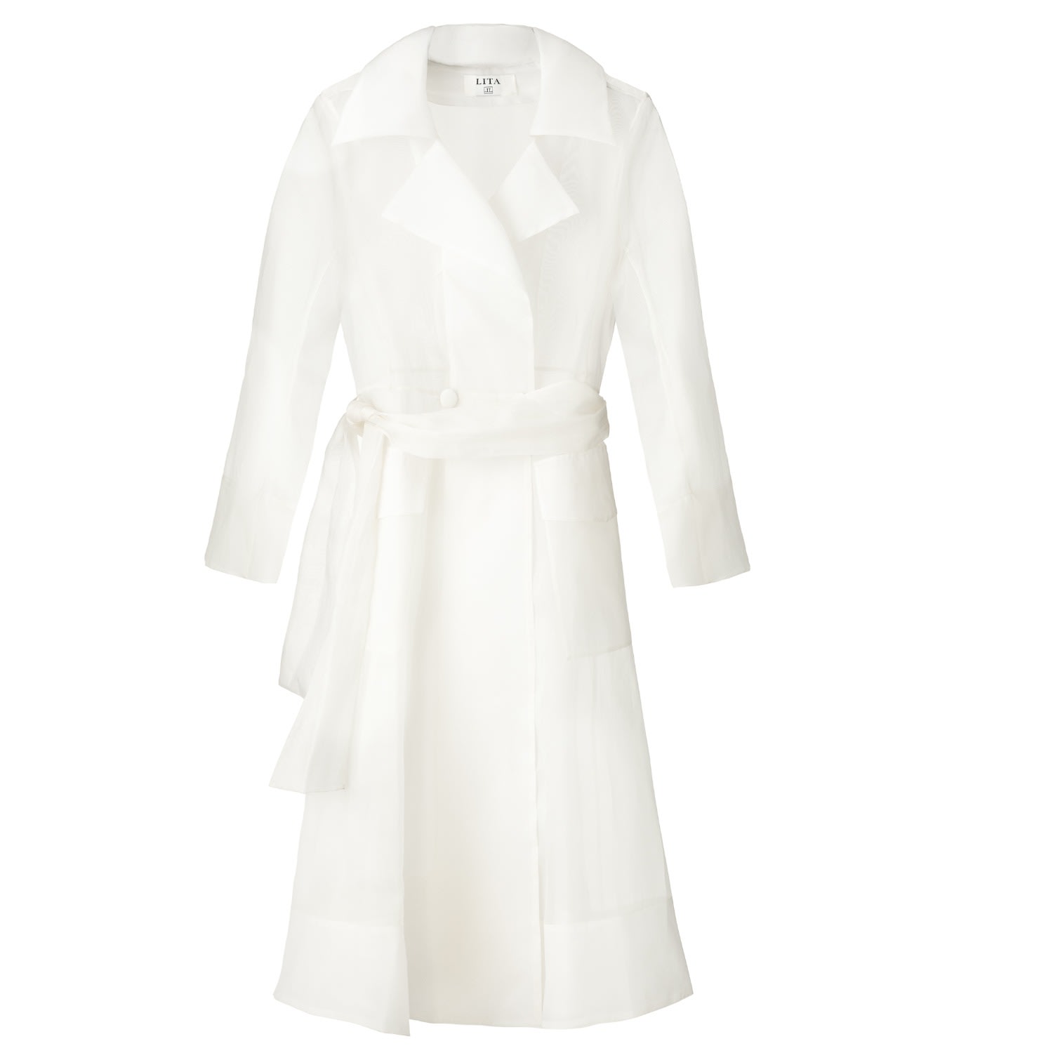 Lita Couture Women's White See Through Butter Organza Coat In White
