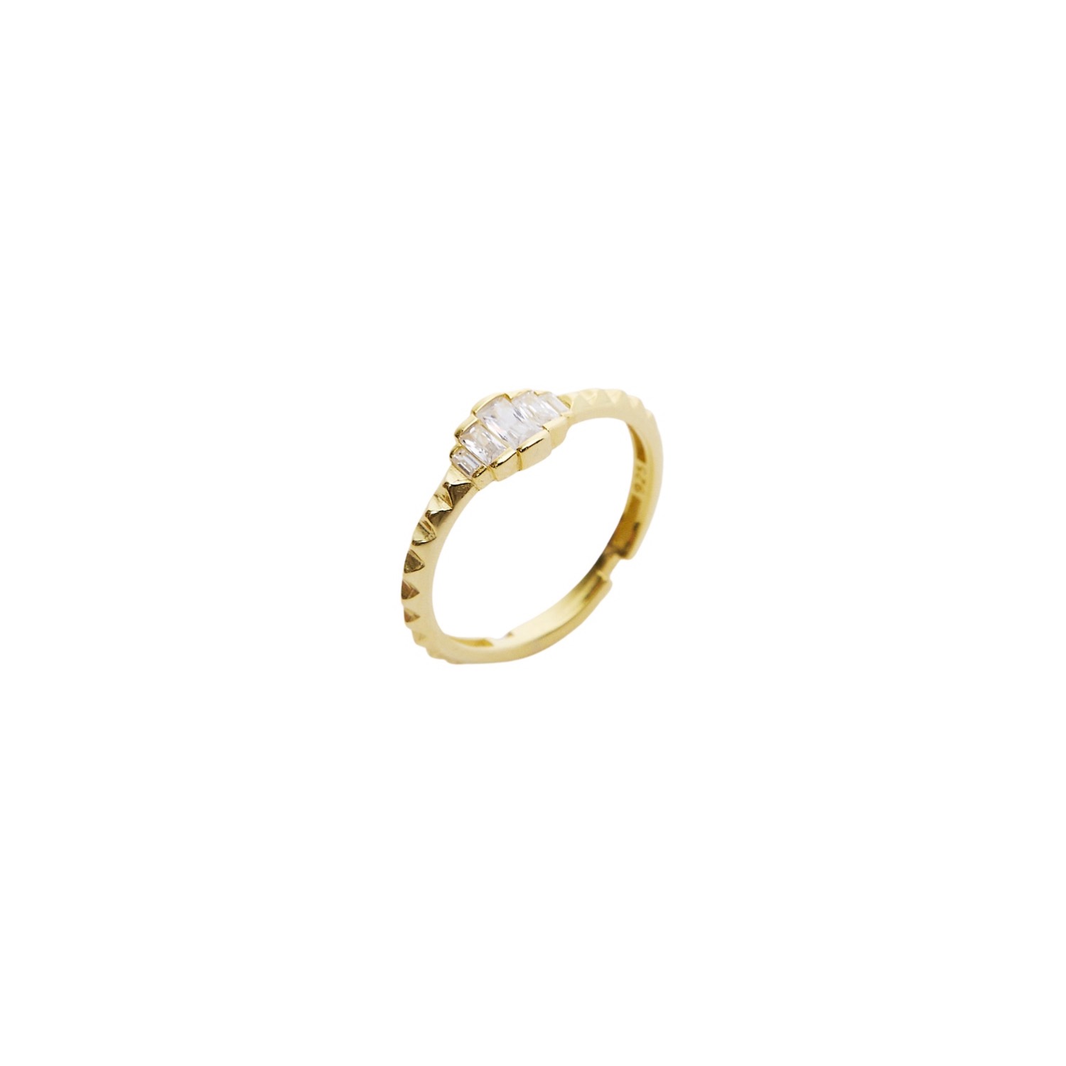 Spero London Women's Three Baugette Gemstone Sterling Silver Ring - Gold In Gold
