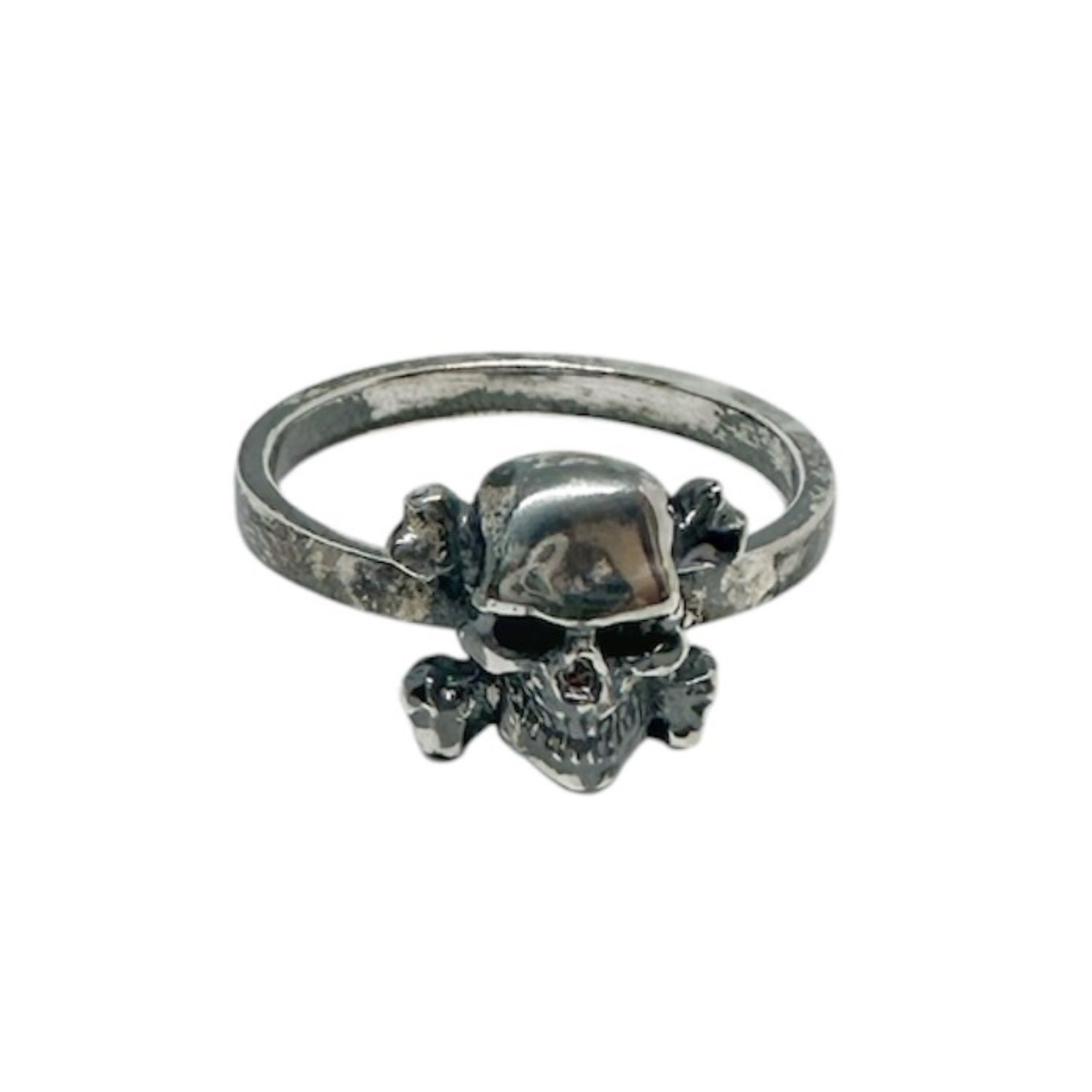 Tg-jewellery By Tamara Gervasio Men's Silver / Black Skull Face Band Ring Sterling Silver One Of A Kind