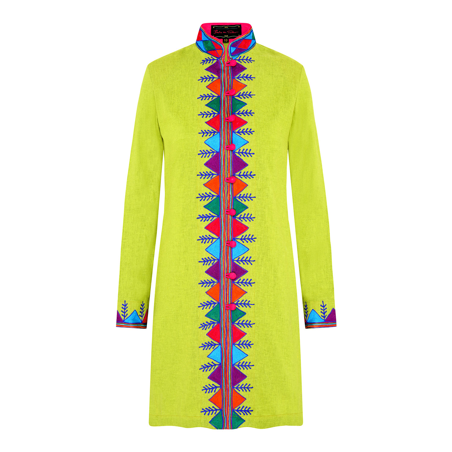 Women's Yellow Lime Nomad Verdon Linen Nehru Jacket | Extra Small | Beatrice Von Tresckow