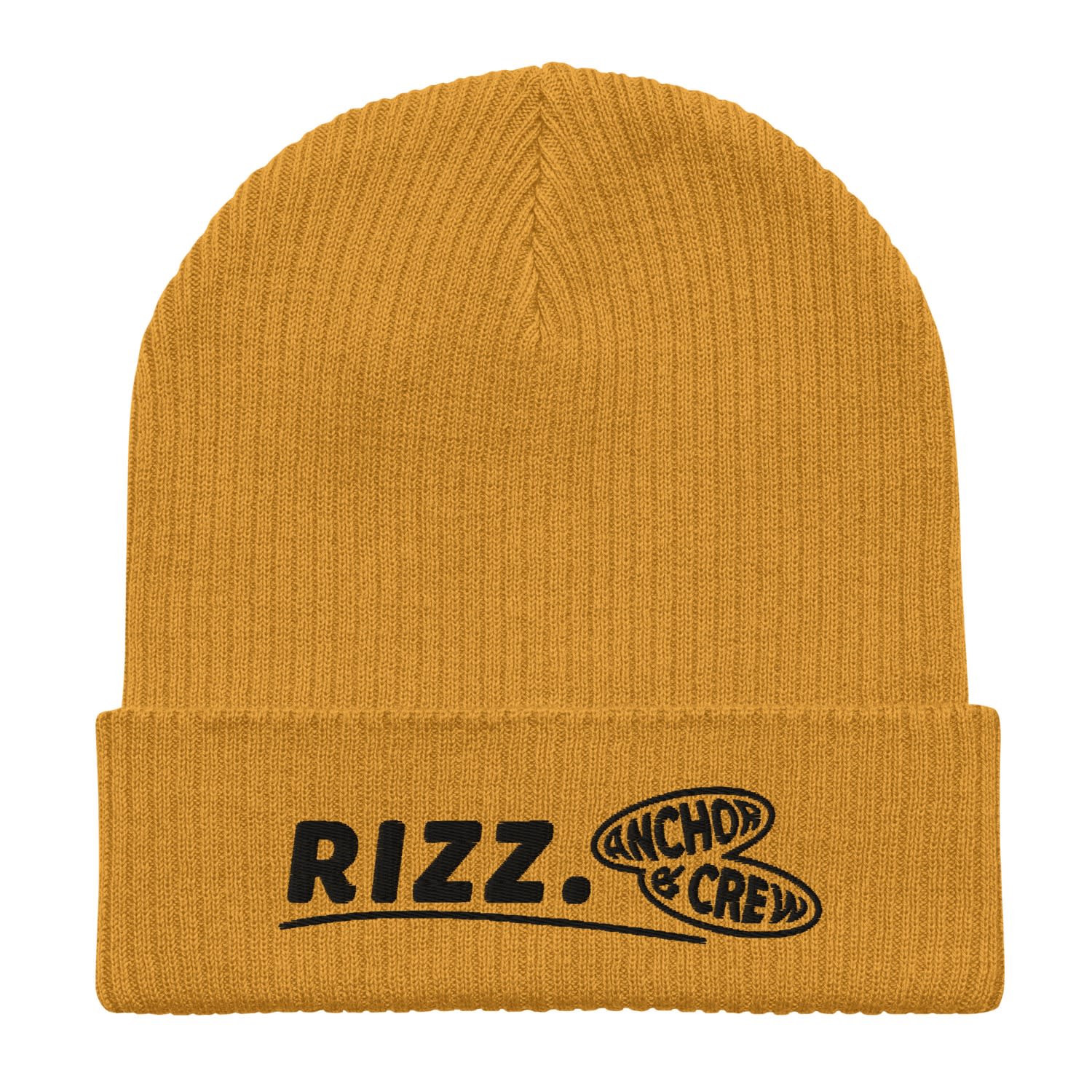 Anchor & Crew Yellow / Orange Mustard Yellow Rizz Gen. Organic Cotton Embroidered Beanie - Men In Yellow/orange