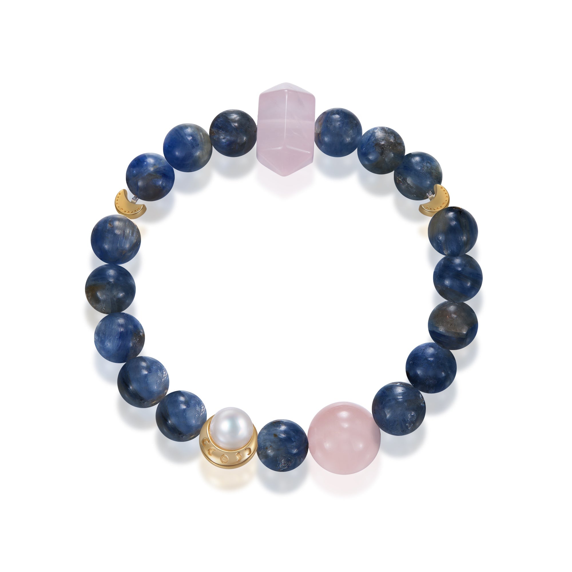 Aurozia Women's Gold Gentle Release / Lunar Phase& Moon Kyanite Rose Quartz Crystal Bracelet In Gold