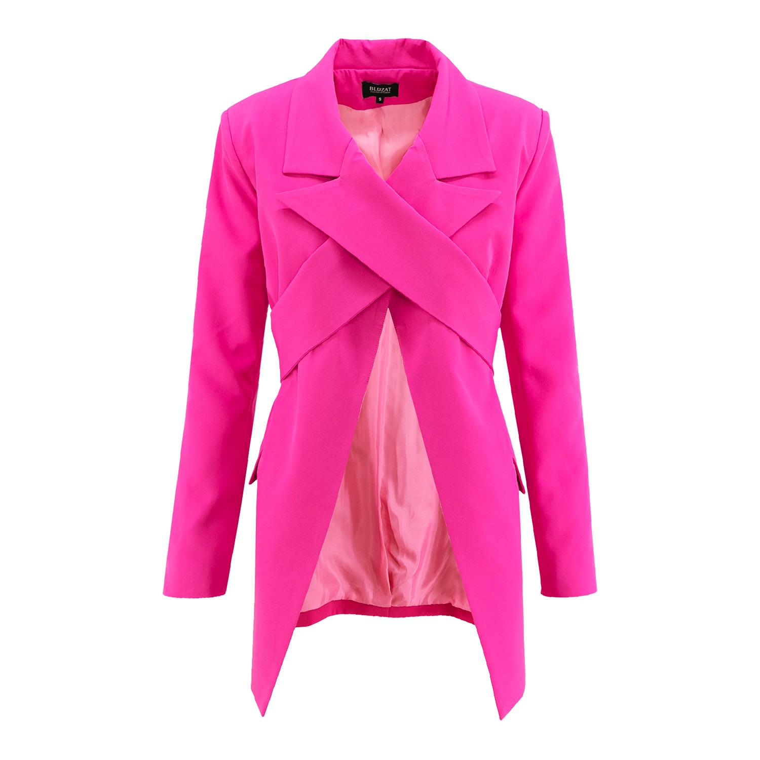 Women’s Pink / Purple Deconstructed Blazer With Lapels - Neon Pink Medium Bluzat