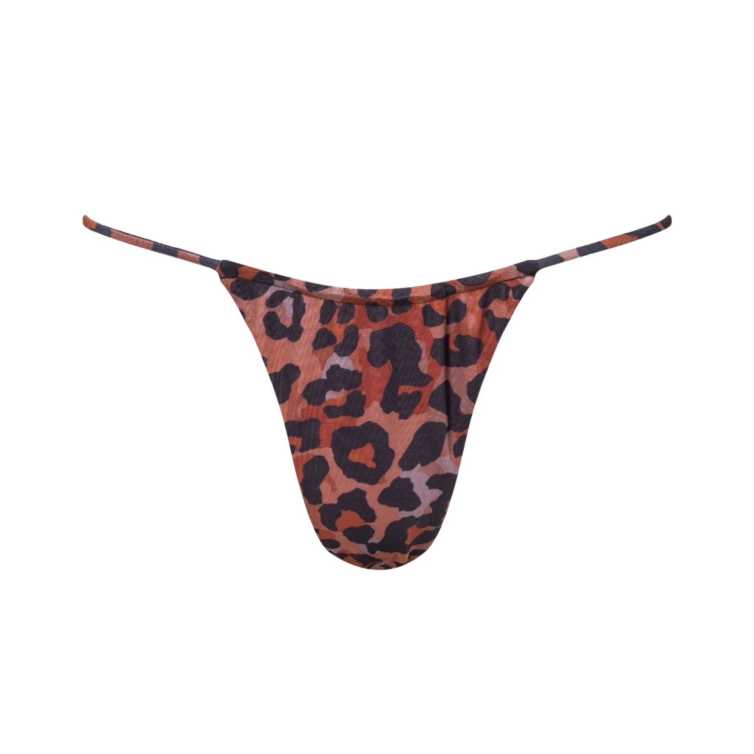 Playaluxe Women's Black / Brown Capri Leopard Ruched String Bikini Bottom