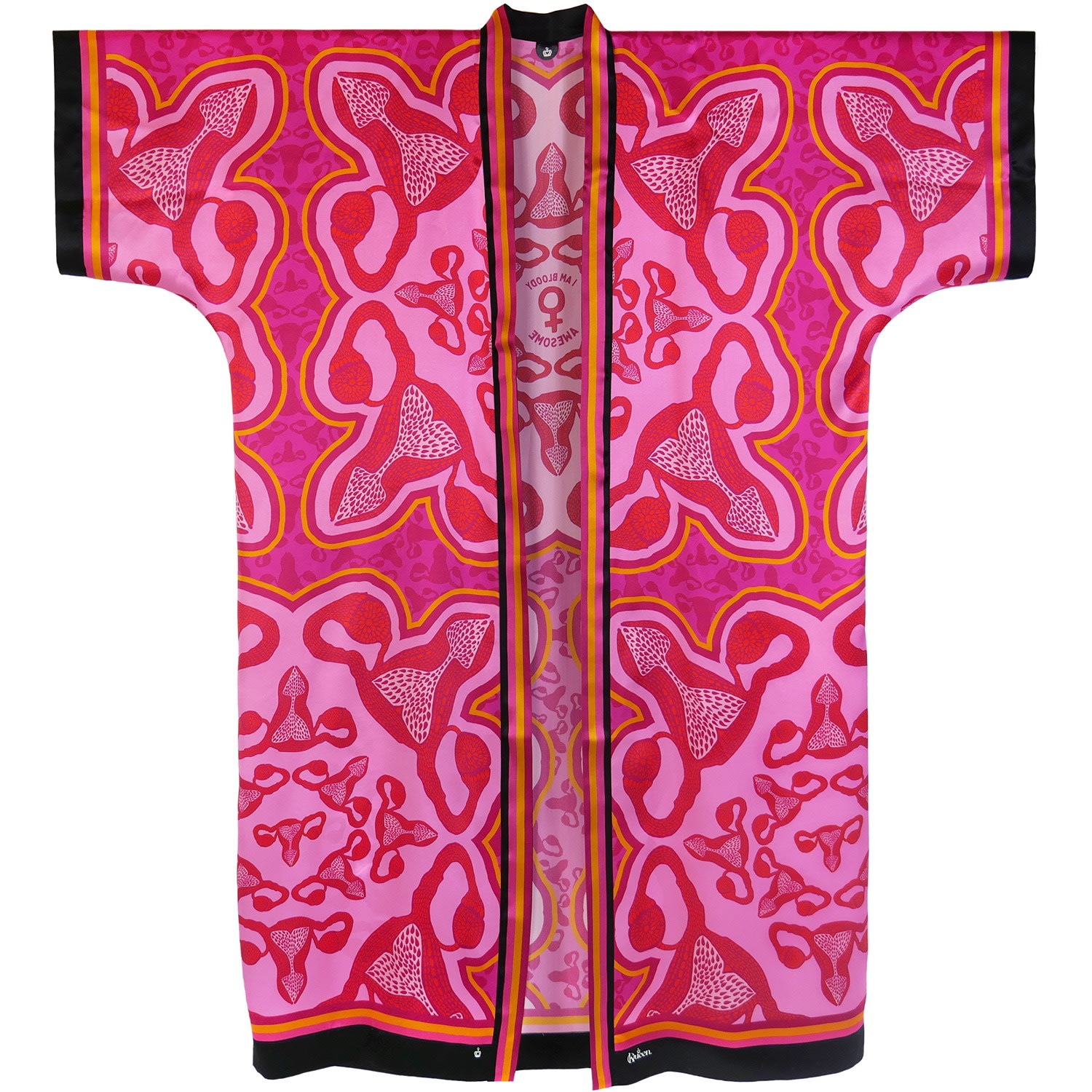 Women’s Red / Black / White Silk Kimono - Bloody Awesome - Pink One Size Kueen