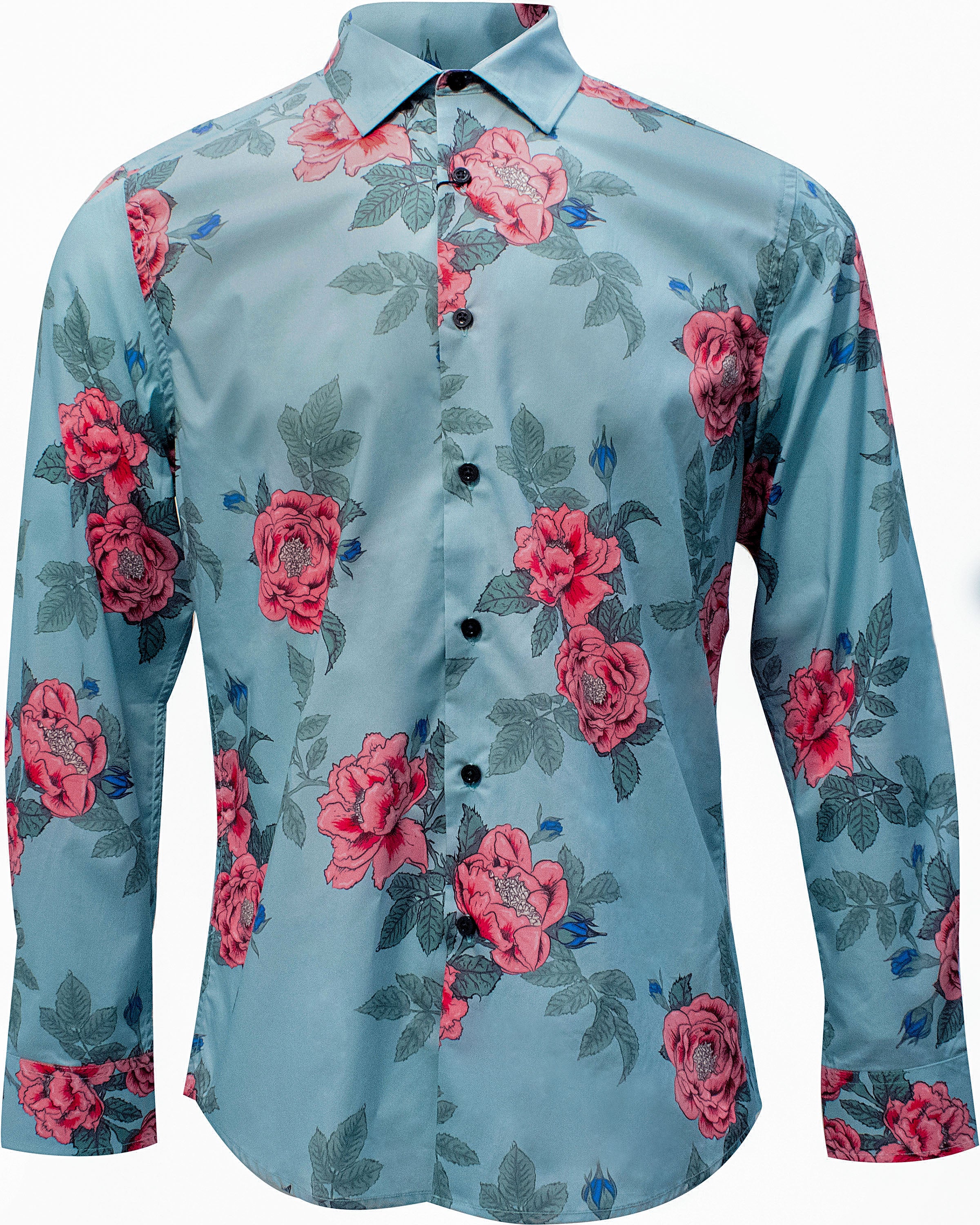 Men’s Green / Blue / Grey Nigel Floating Forna Shirt In Nile Medium Lords of Harlech