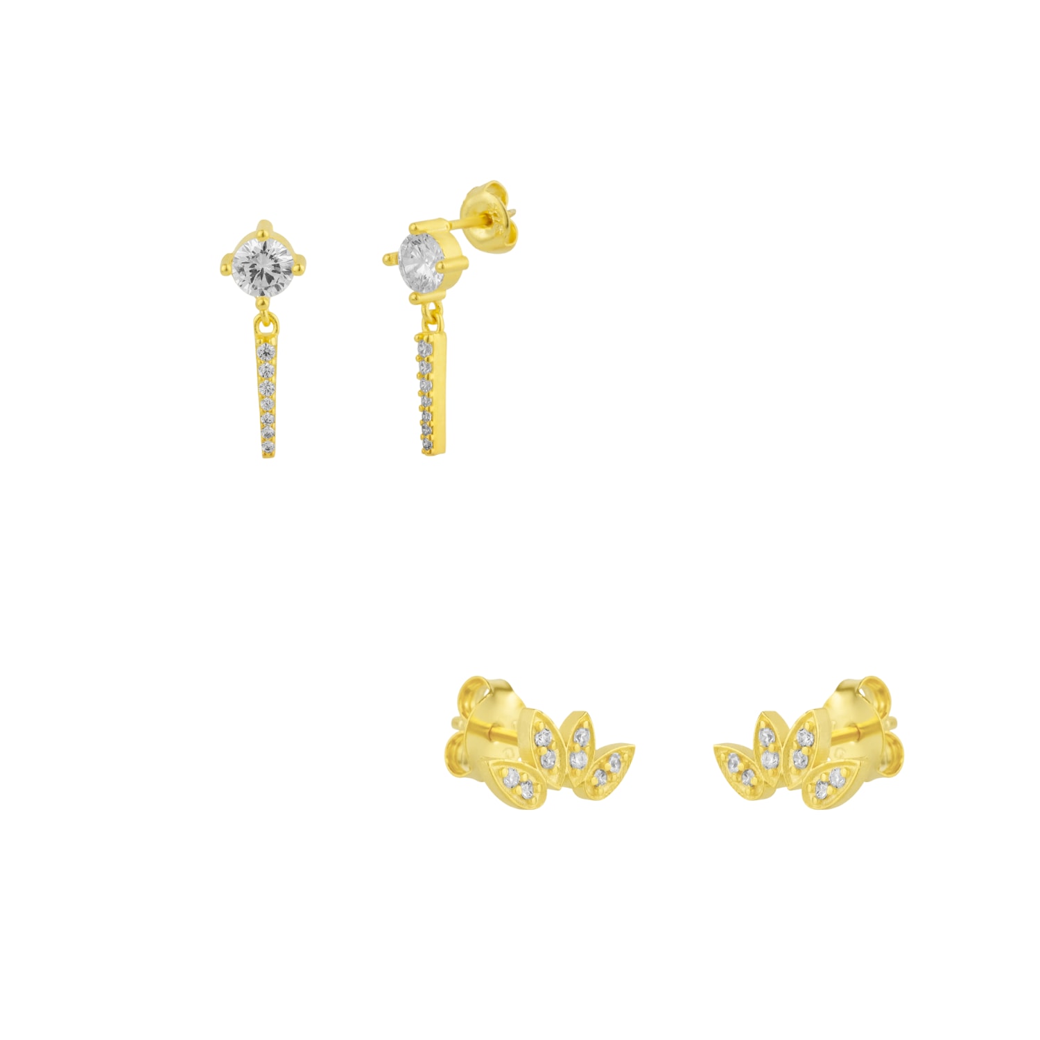 Spero London Women's Sterling Silver Flower Stud And Spike Drop Earrings In Gold In Gold