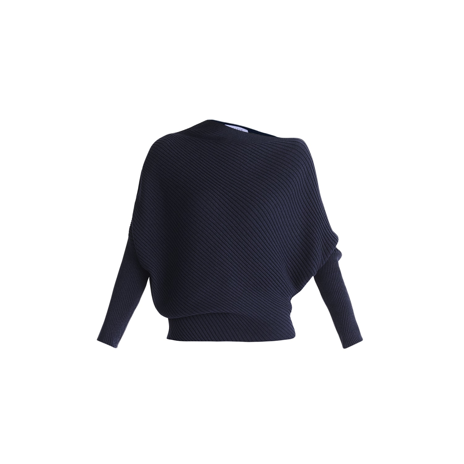 Paisie Women's Blue Draped Knitted Jumper In Navy In Blue