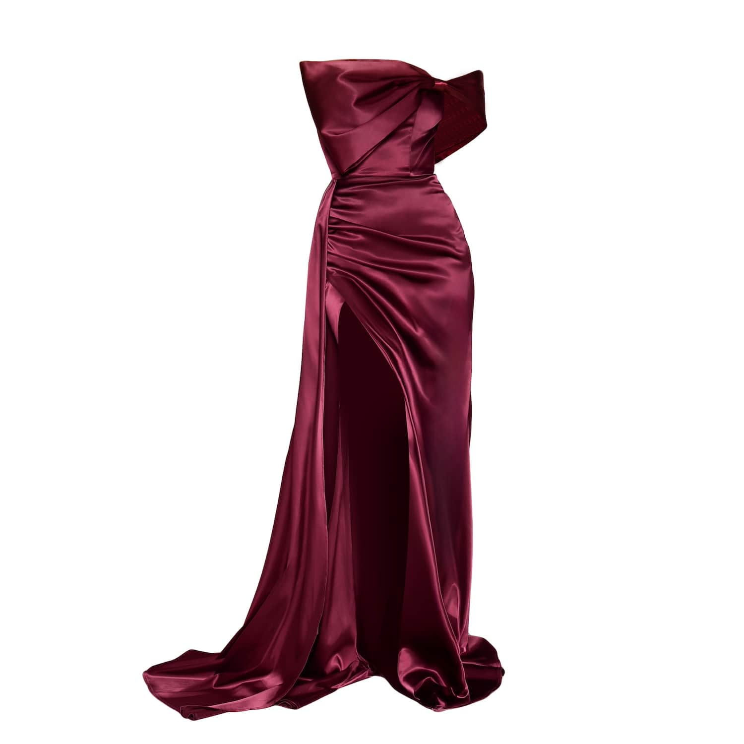 Vienna Statement Bow Gown With Sash- Merlot | Moda Glam | Wolf & Badger