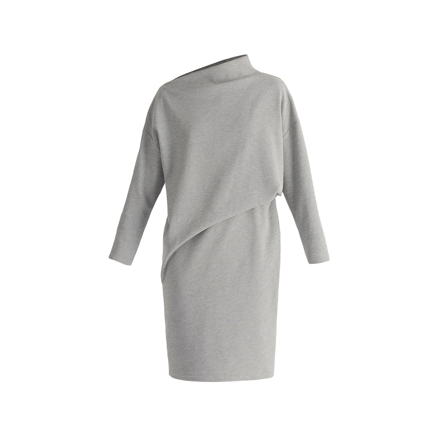 Paisie Women's Asymmetric Neck Jumper Dress In Marl Grey In Grey
