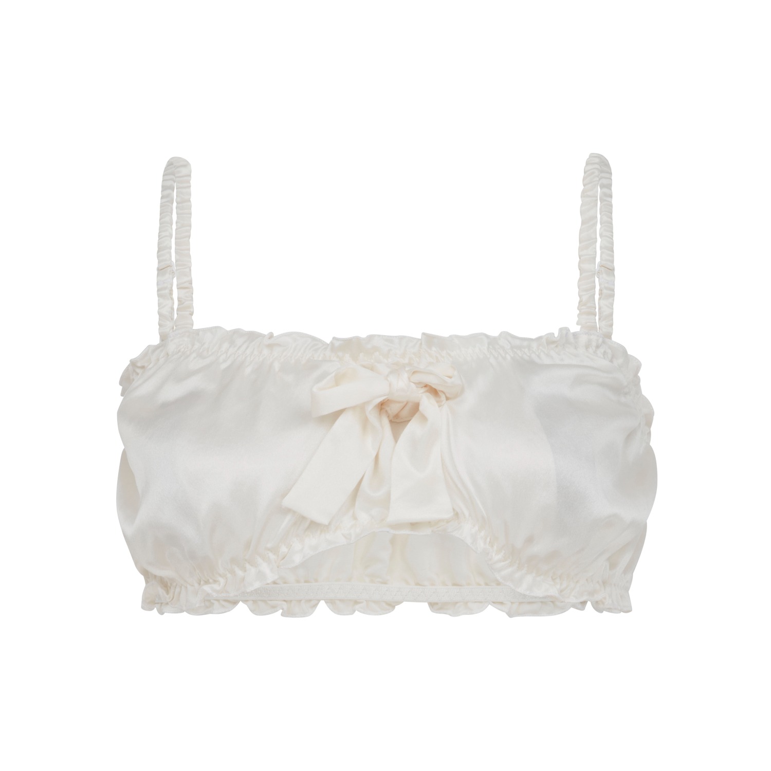 Honey Ruffled Silk Bralette, Après-midi