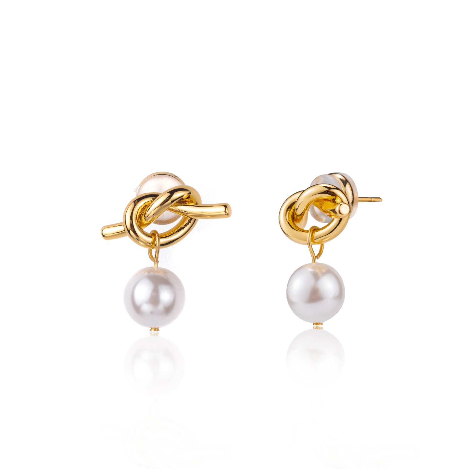 Miss Cecilia Women's White Adeline Knot Pearl Earrings In White