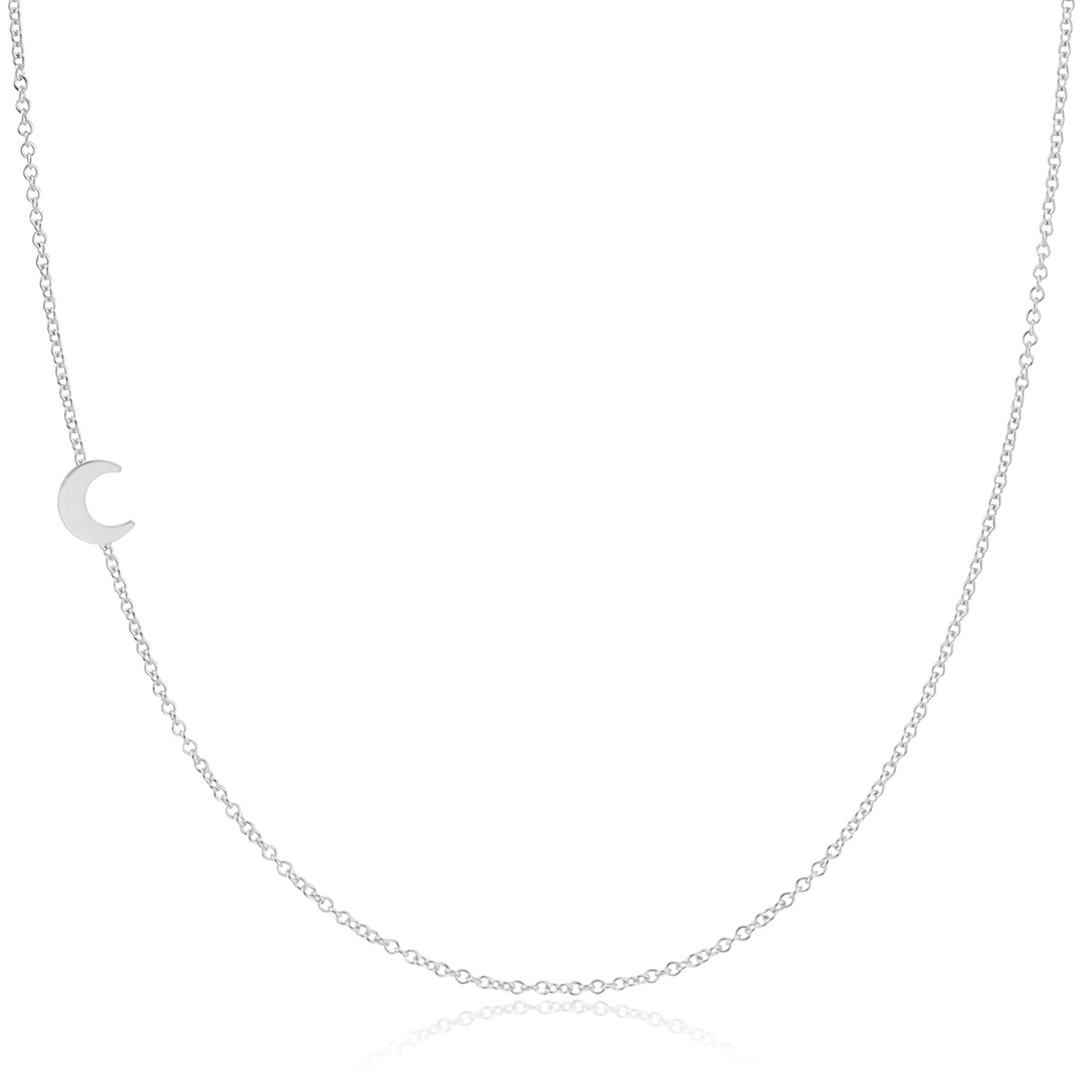 Maya Brenner Women's 14k Gold Asymmetrical Charm Necklace - White Gold - Moon
