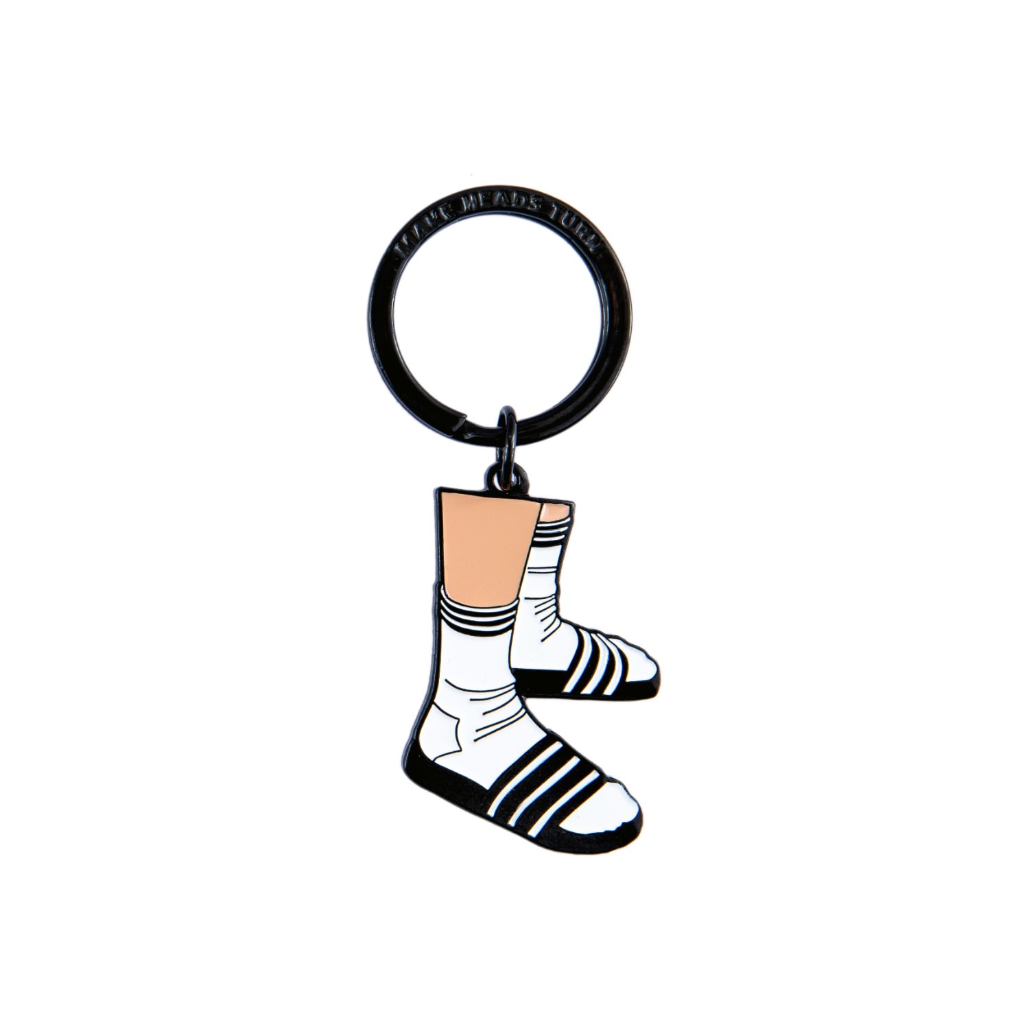 Women’s Black Enamel Keychain Socks & Slippers Make Heads Turn