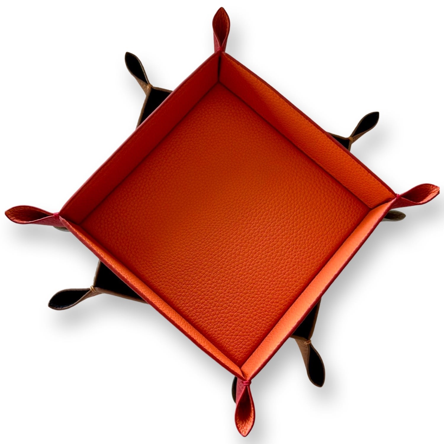 Yellow / Orange / Red Binibeca Leather Trinket Tray / Red Orange Binibeca Design