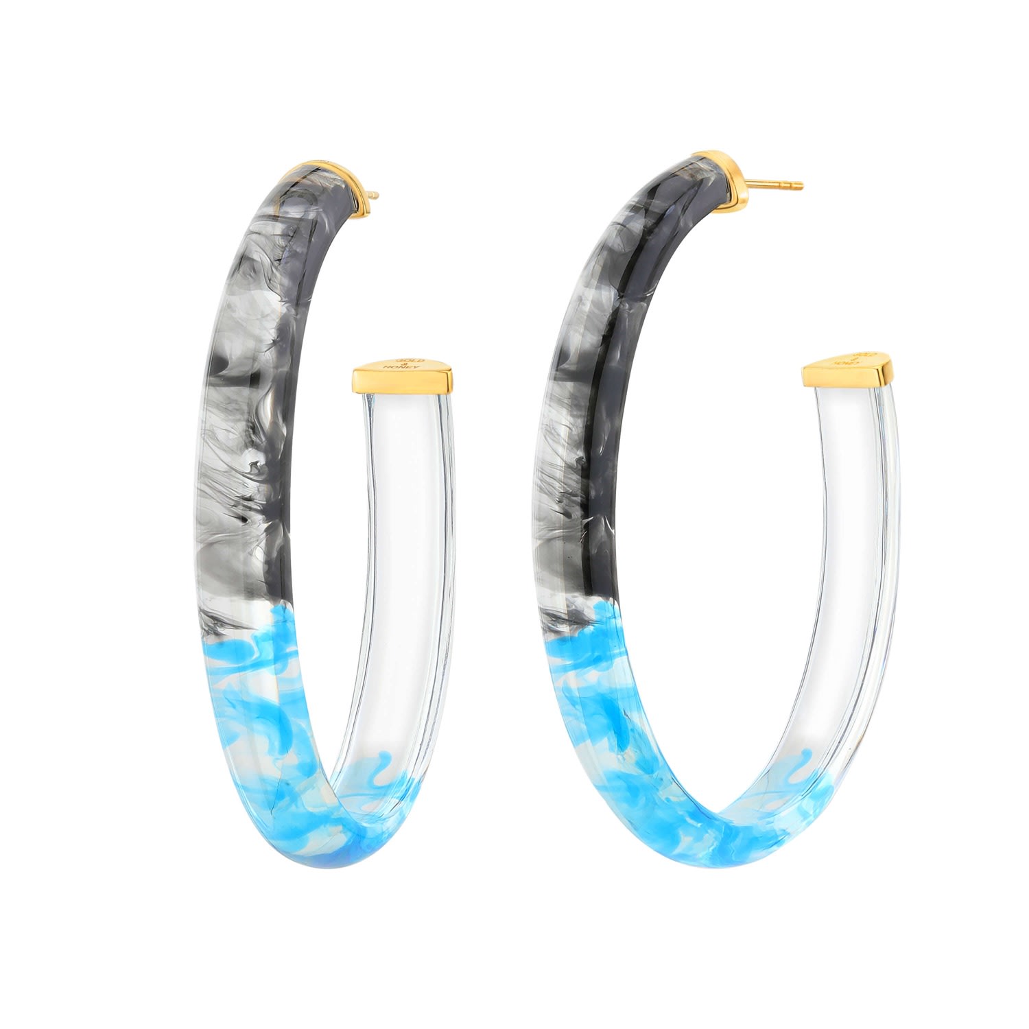 Women’s Black / Blue Black And Blue Tie Dye Hoops Gold & Honey