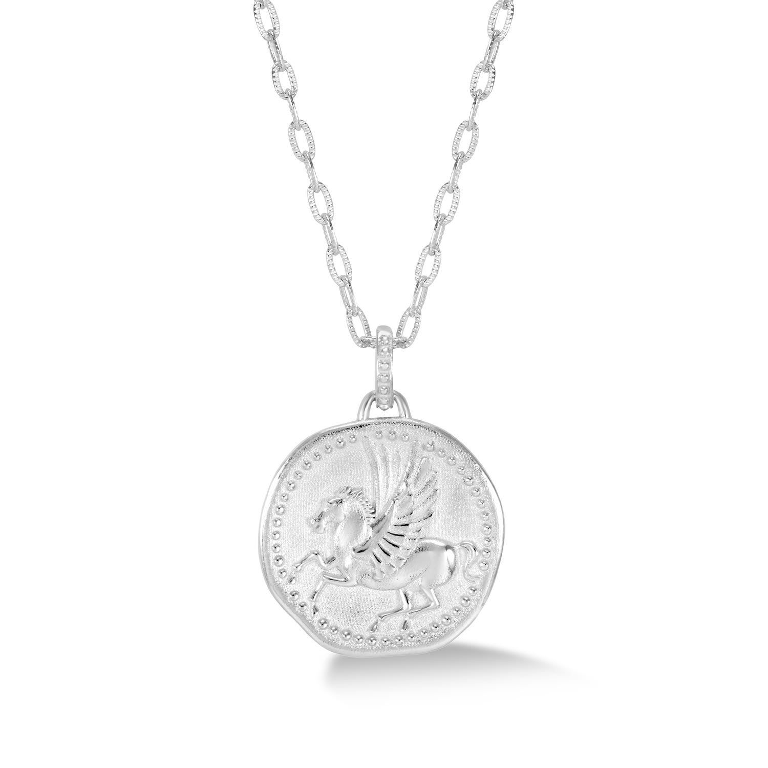 Dower & Hall Women's Pegasus Overcome And Thrive Talisman Necklace In Silver In Metallic