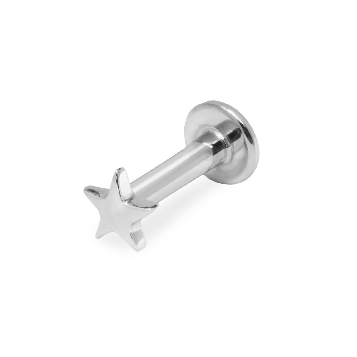 Zohreh Women's Silver Mini Star Flat Back Earring 14k White Gold In Metallic