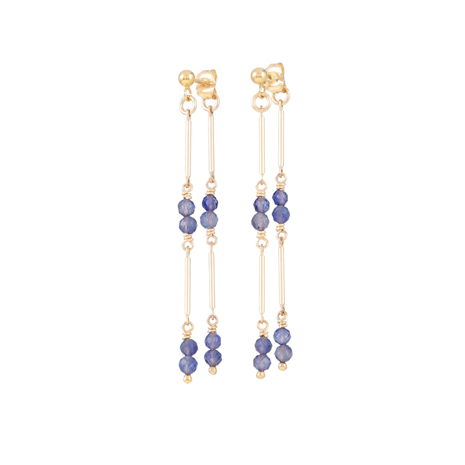 Inari Jewellery Women's Gold / Grey Bamboo Vine Earrings Iolite