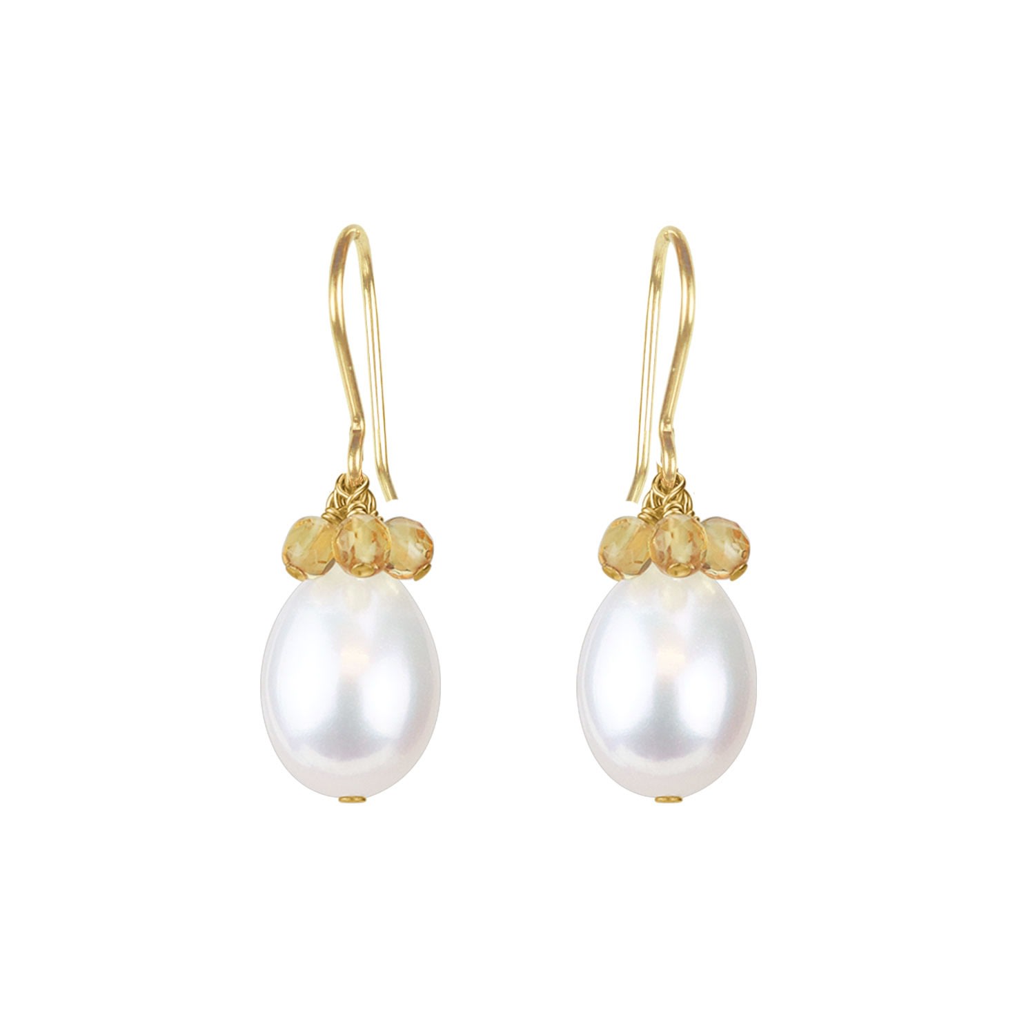 Mounir London Women's White / Yellow / Gold Pearl & Citrine Cluster Earrings In Multi