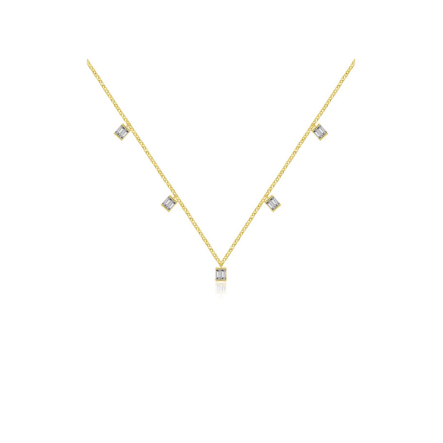 Women’s Yellow / Orange 18K Yellow Gold Rhombus Shape Diamond Necklace / Choker Genevieve Collection