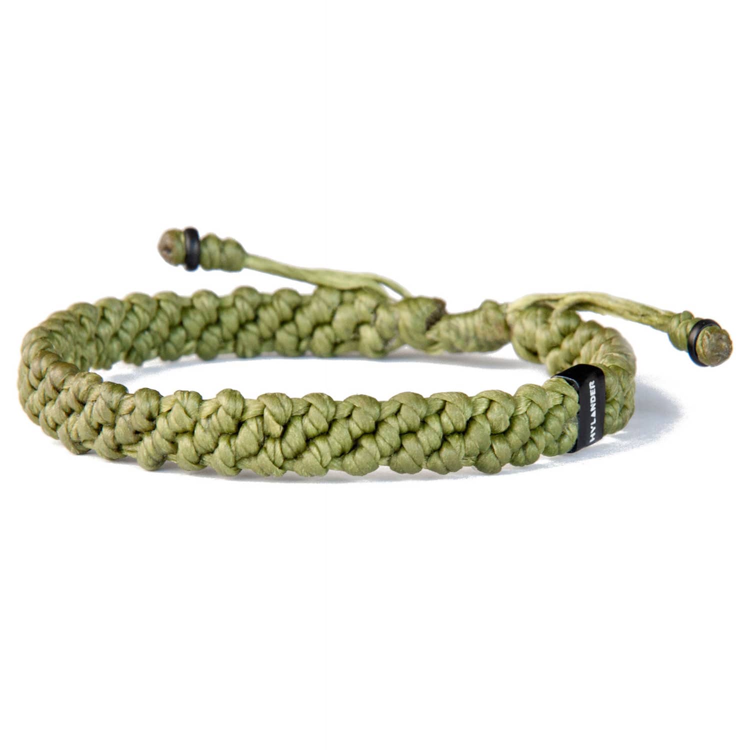 Chunky Green Rope Bracelet Handmade Of Waxed Cord Stainless