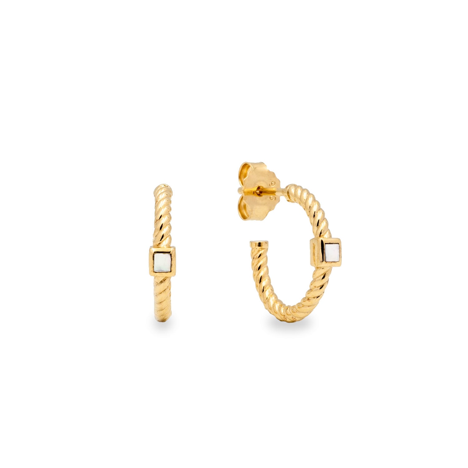 Women’s Zo Mother Of Pearl Hoops In Gold Vermeil Culaje