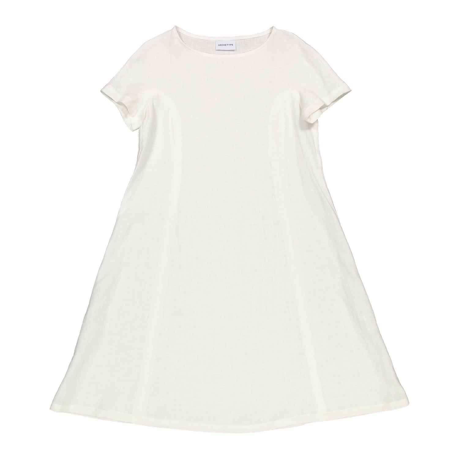 white linen a line dress