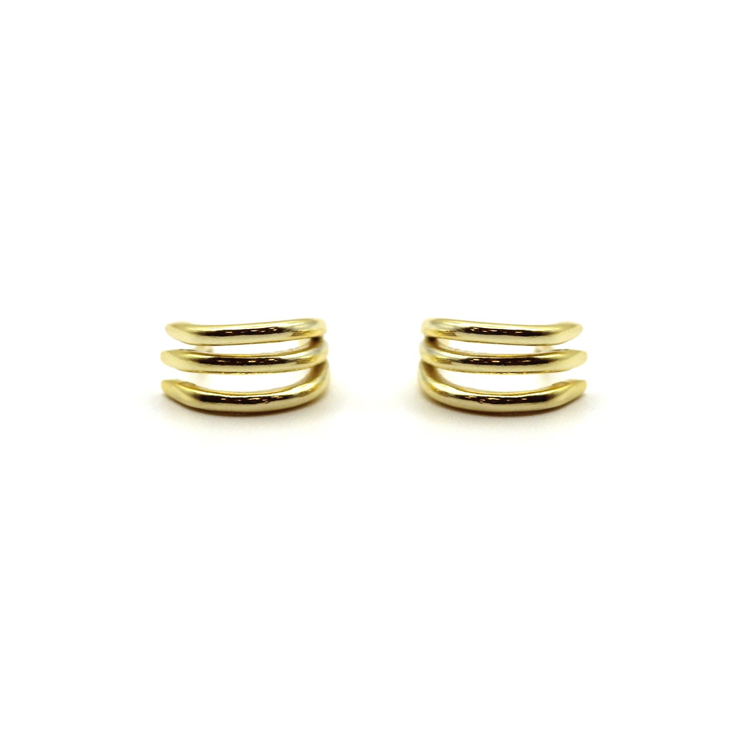 Women’s Three-Layer Line Huggie Gold Earrings Vicstonenyc Fine Jewelry