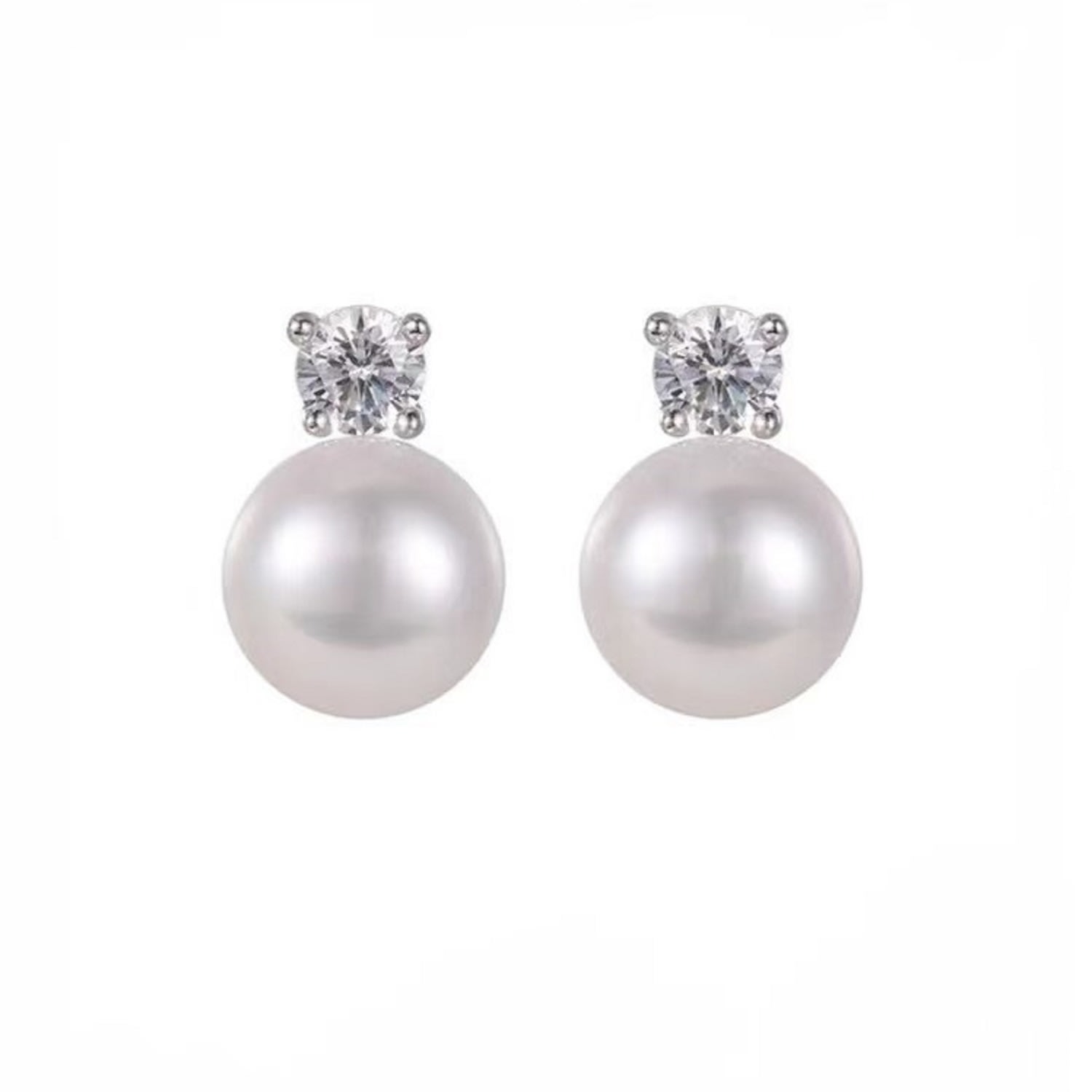 House Of Elliott Women's White Ebba Pearl Earrings With Moisanite Stones