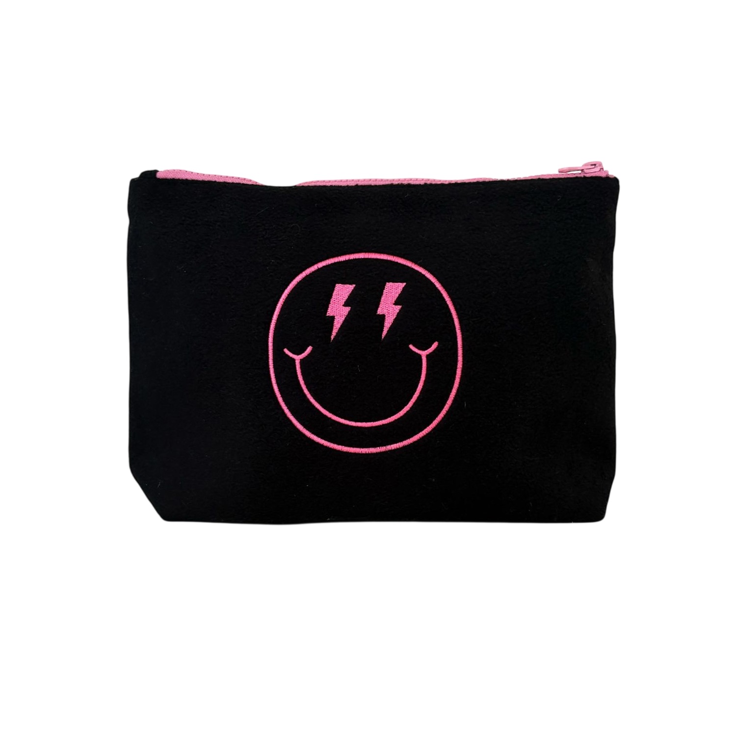 Lilly Loves Women's Smiley Face Black Large Holiday Wash Bag