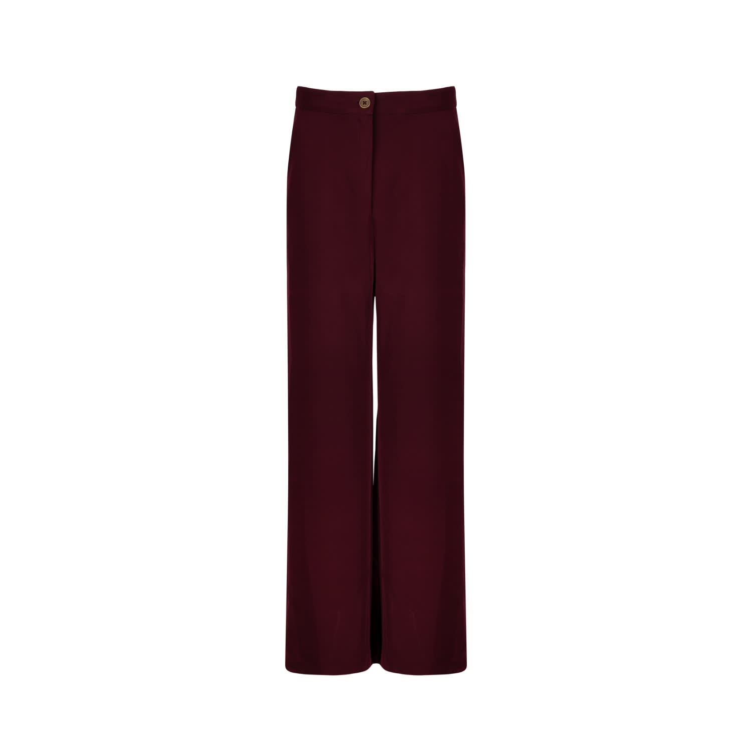 red wide leg trouser suit