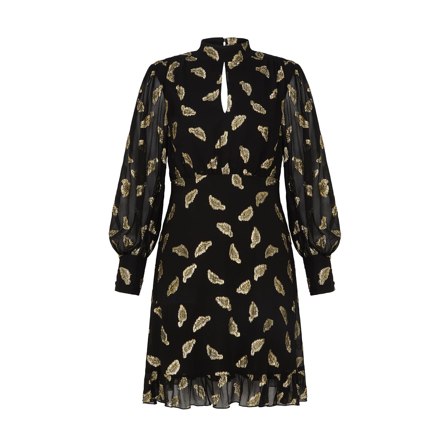 Rose & Nancy Women's Gold / Black Wren Gold Feather Mini Dress In Gold/black