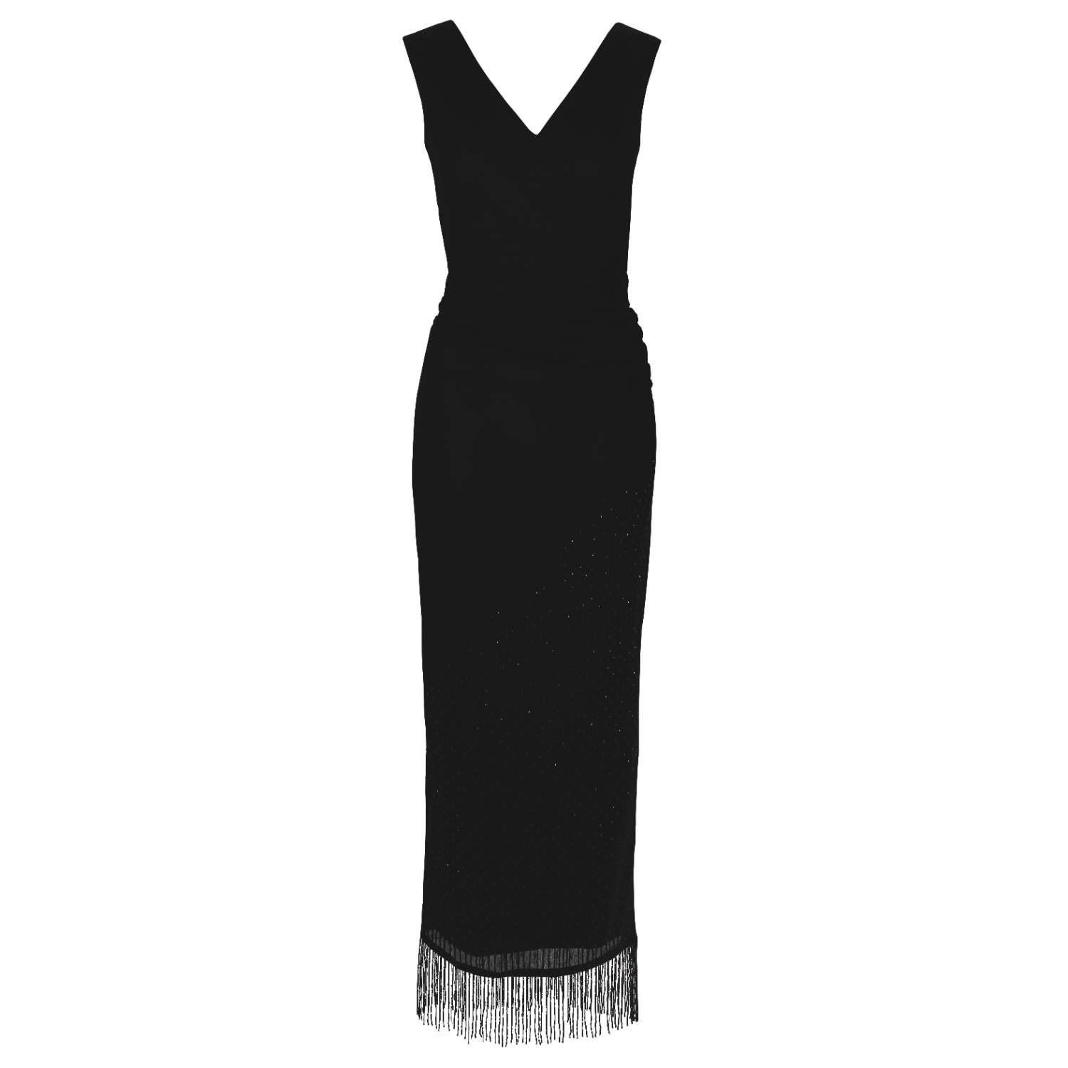 Women’s Mera Beaded Fringed Maxi Dress In Black Large Lola Adu