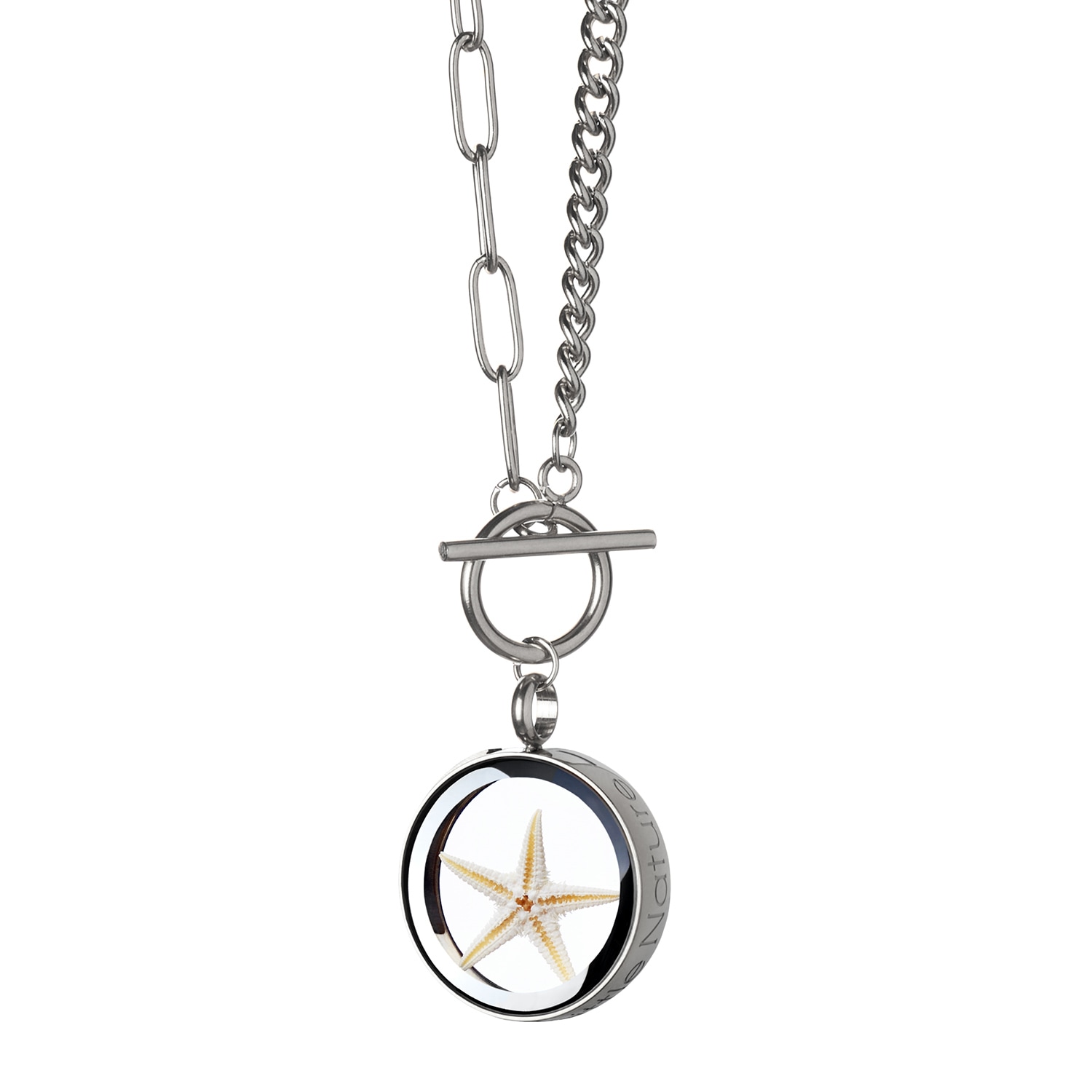 My Little Nature Women's Silver / Neutrals Handcrafted Natural Starfish Charm Necklace - Toggle Clasp Star-inspired J