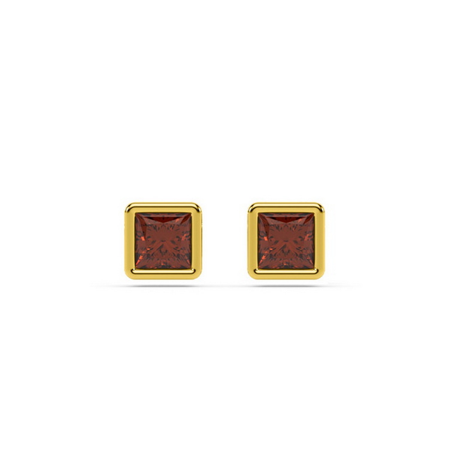 Women’s Garnet Square Stud - Gold Oni Fine Jewelry
