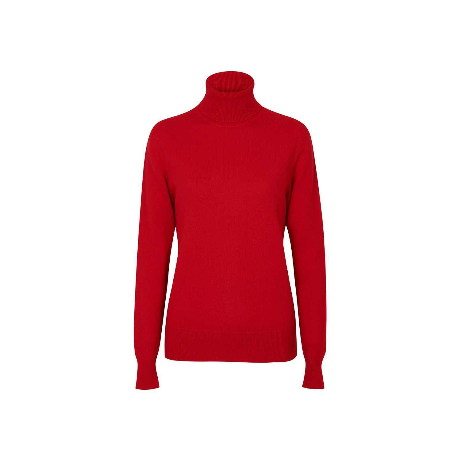 Women’s Roll-Neck Ribbed Cashmere Sweater-Red Small Callaite