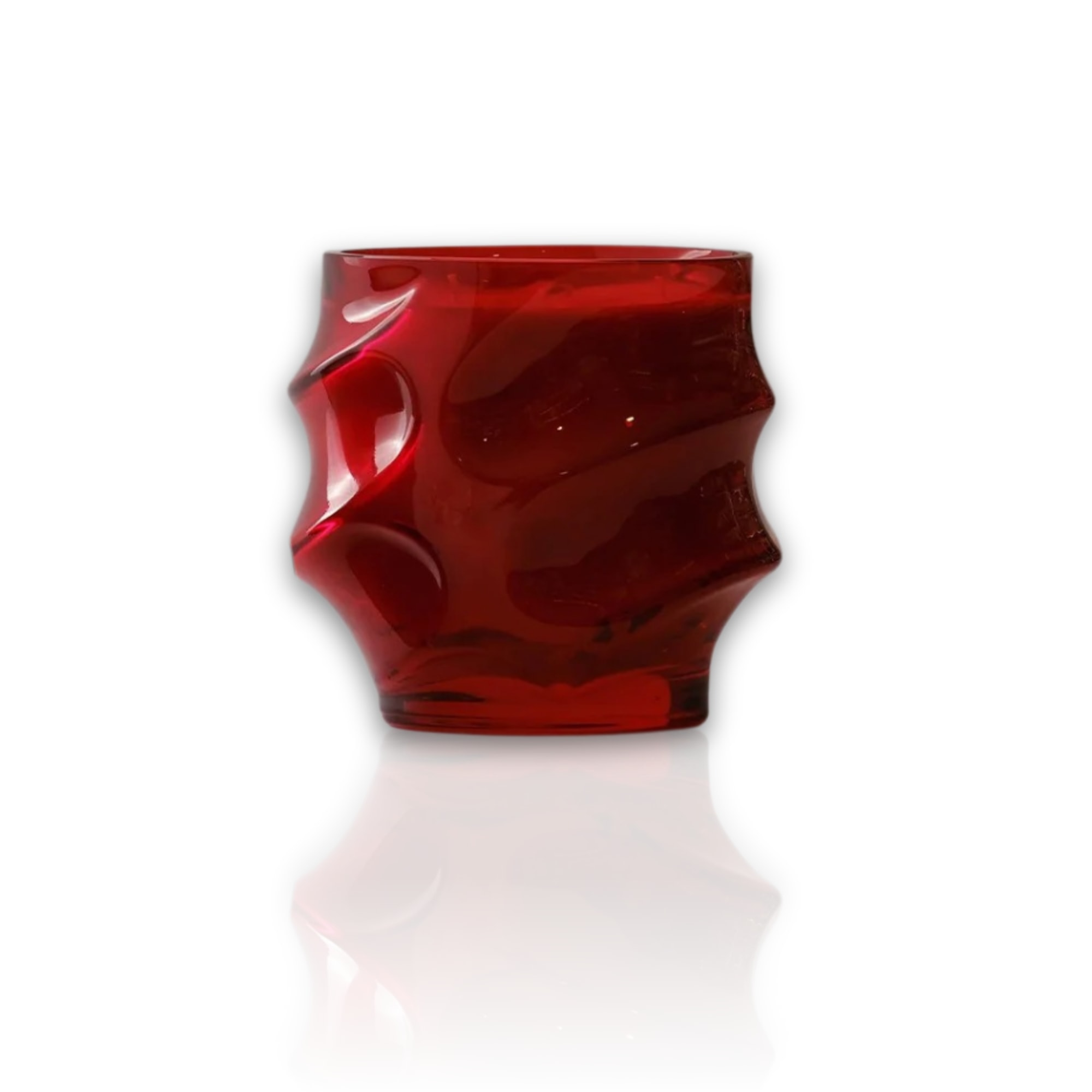 Large Handblown Glass Candle Holder - Red Wave Form | Marleth
