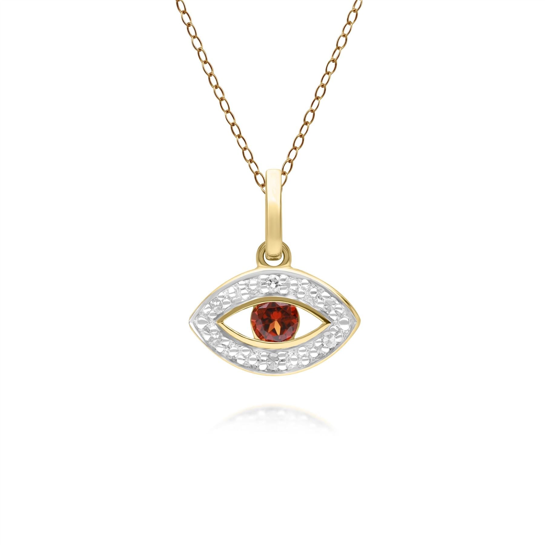 Women’s Gold / Red Evil Eye Garnet & Diamond Pendant In Yellow Gold Gemondo