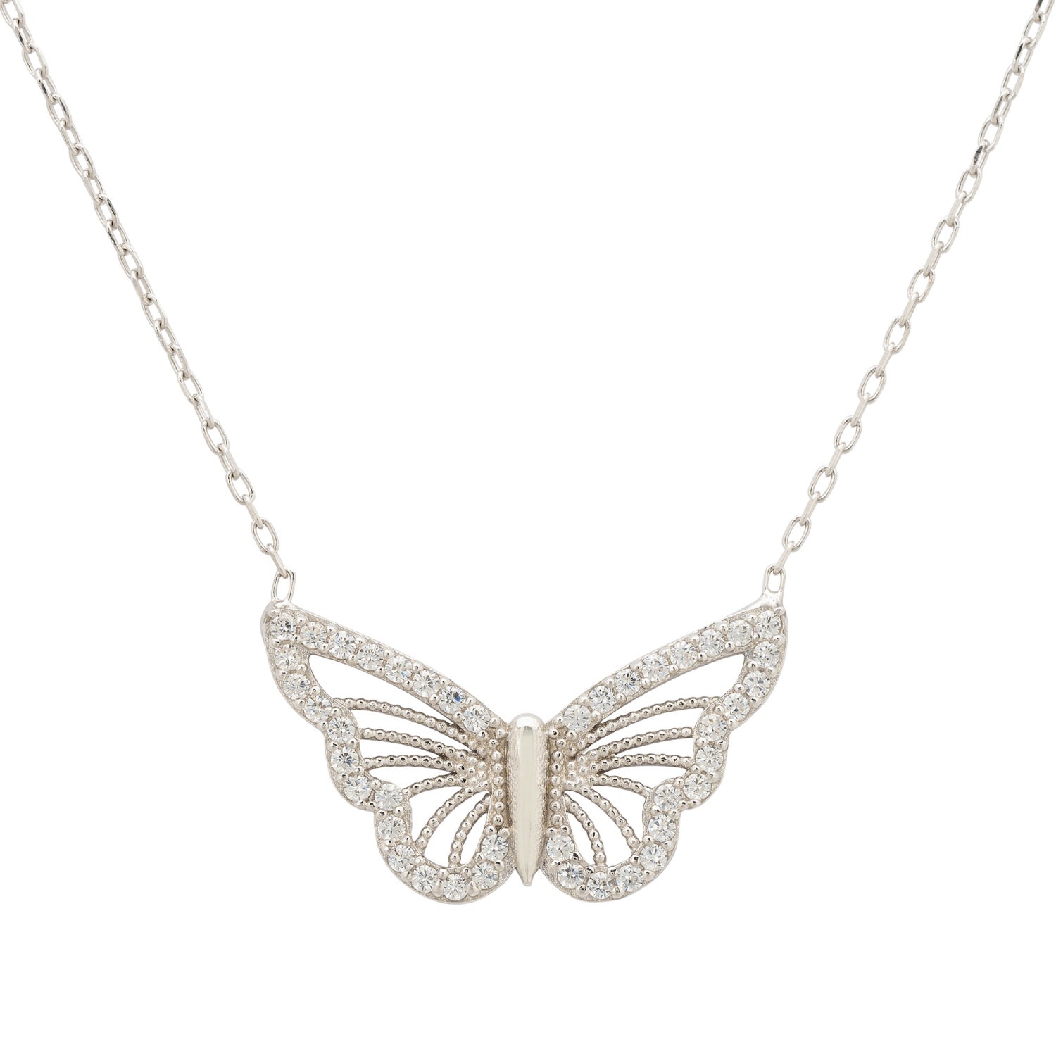 Women’s White / Silver Filigree Butterfly Necklace Silver Latelita