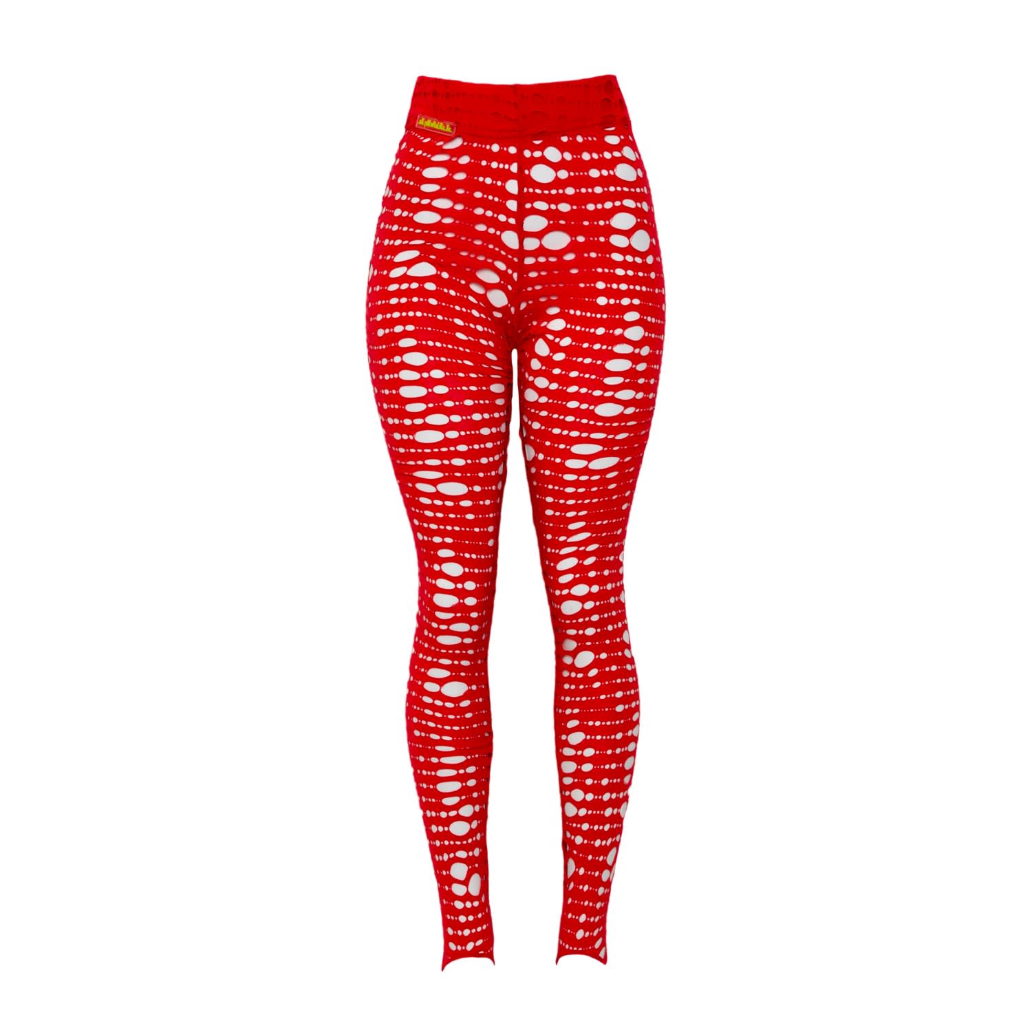 Red Web Armor One Leg Tights, Paloma Lira