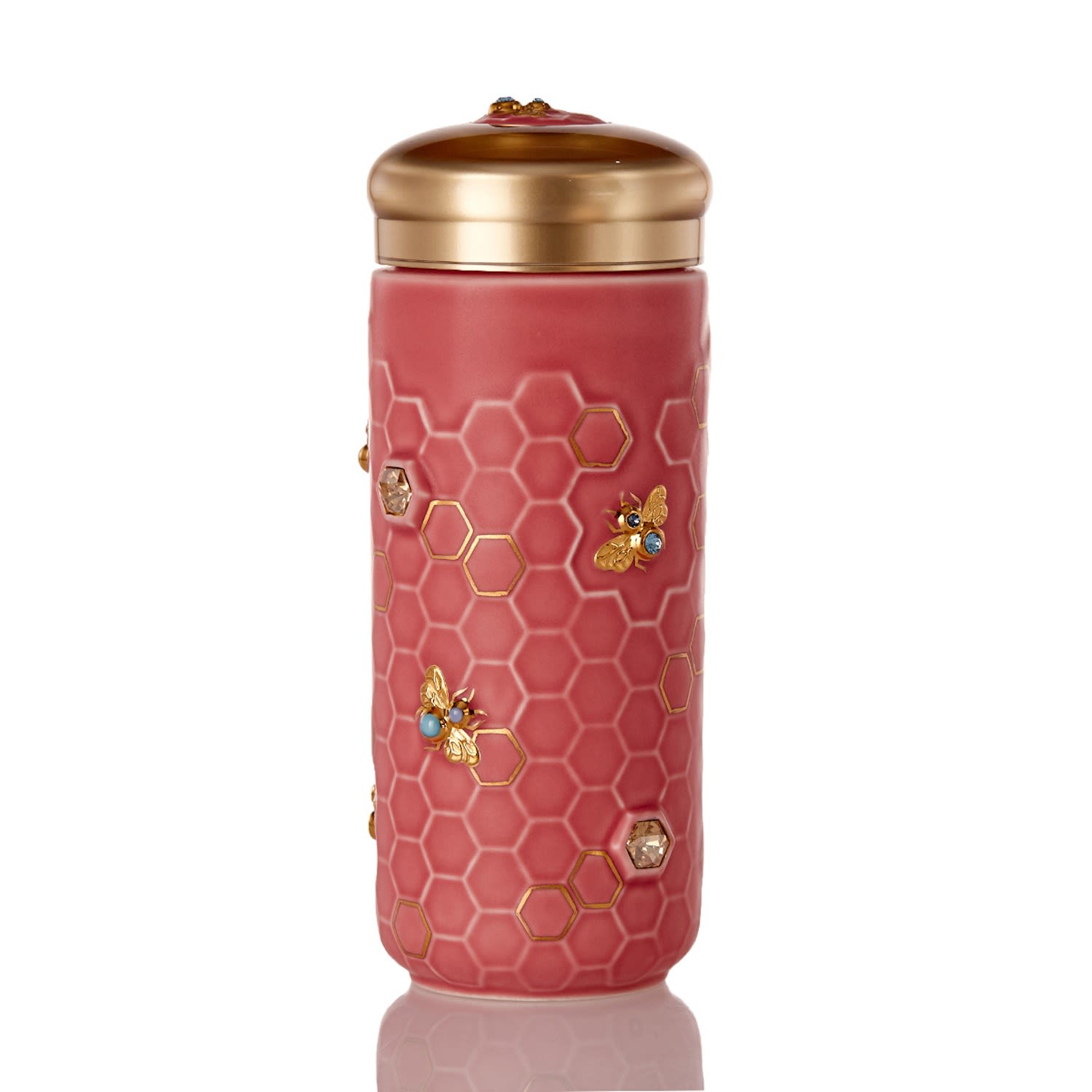 Gold / Pink / Purple Honeybee Travel Mug With Crystals - Gold, Pink & Purple Acera