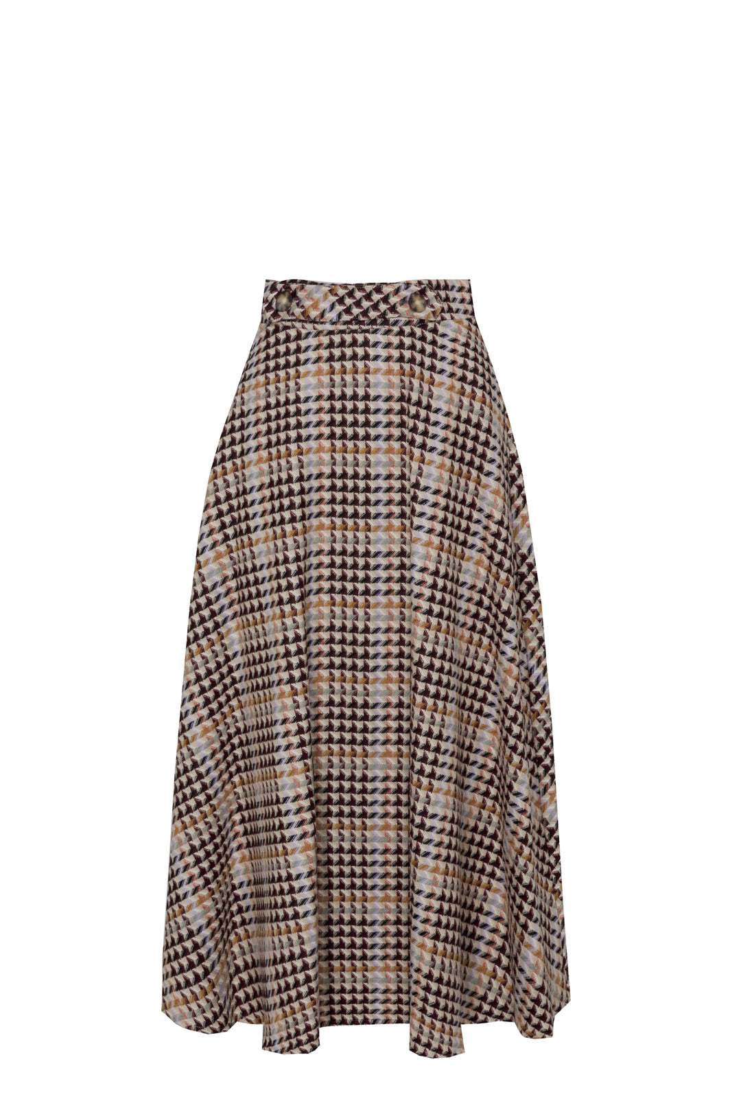 The Extreme Collection Women's Tristan Houndstooth Midi Skirt In Brown