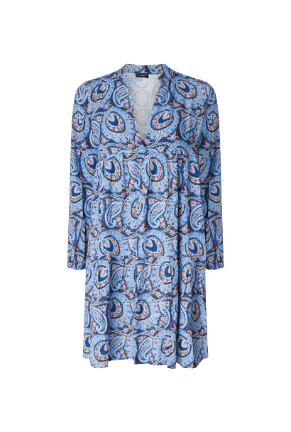 Women’s Short Paisley V-Neck Dress - Blue Medium James Lakeland