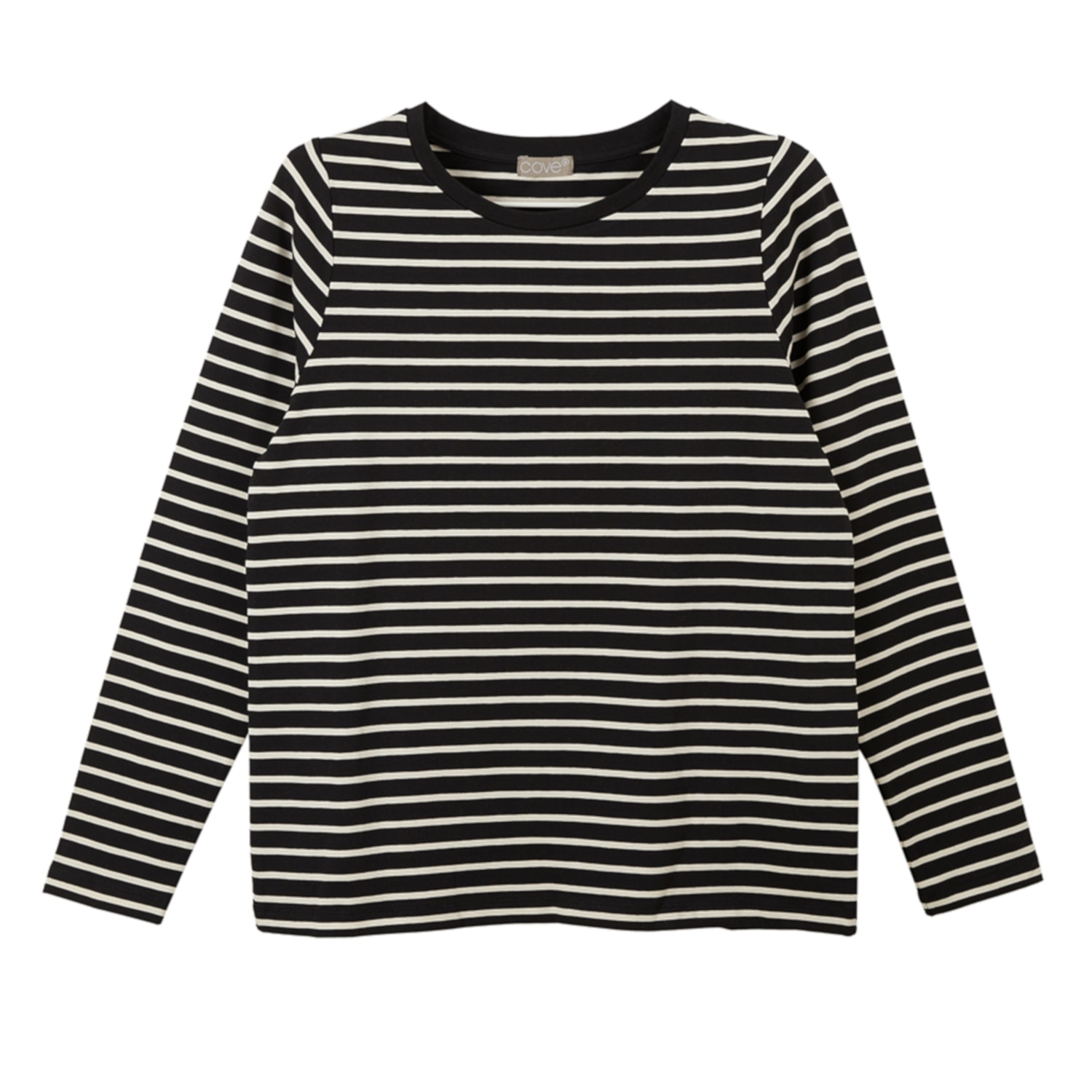 Cove Women's Black / Neutrals Relaxed Fit Black & Stone Stripe Tee In Black