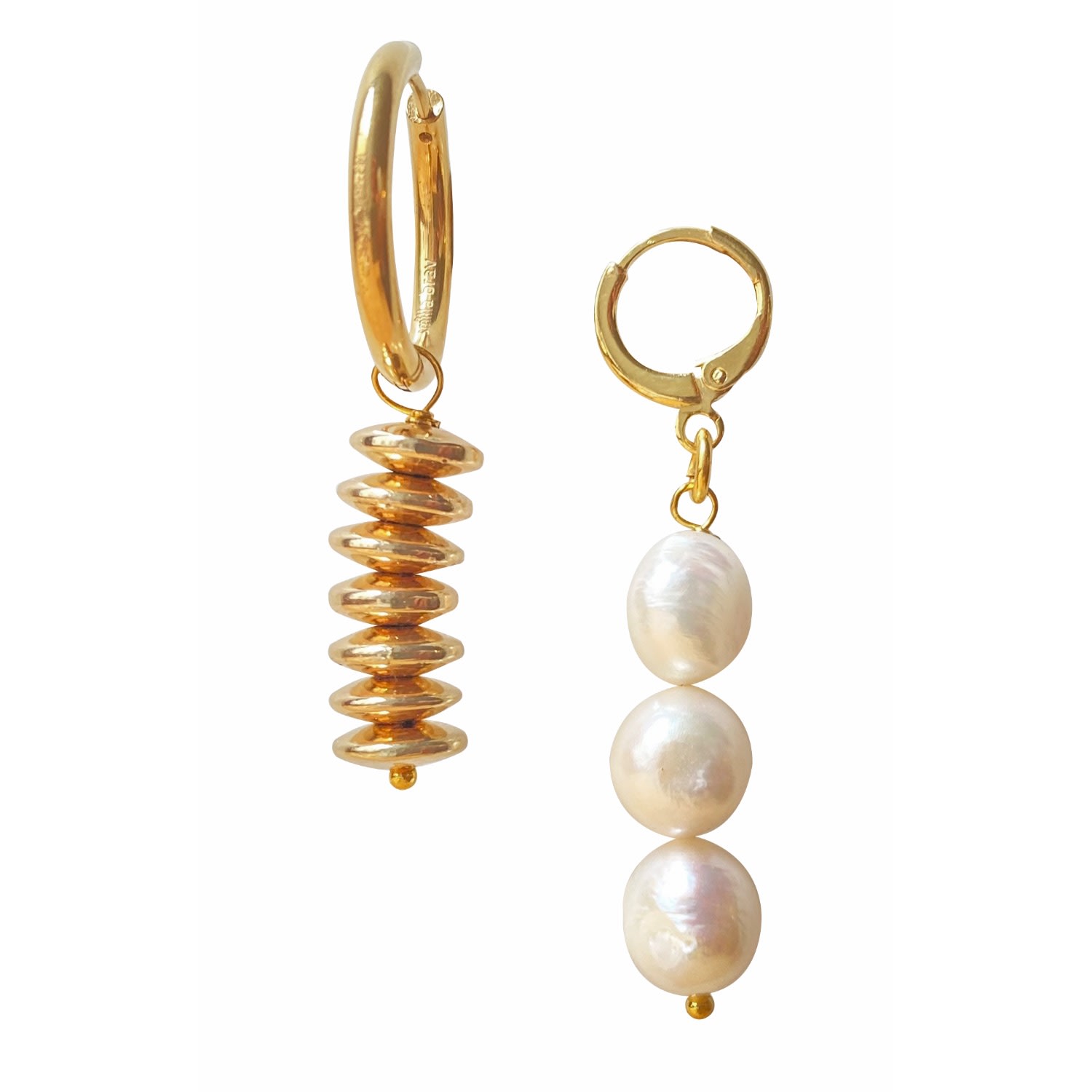 Women’s Gold / White Earrings Monopoli Smilla Brav