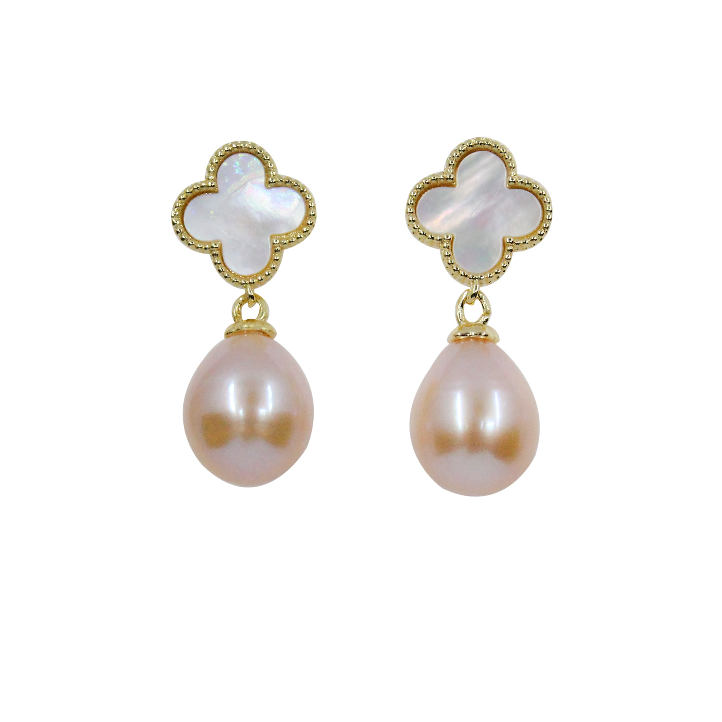 Ninemoo Women's Pink Lustrous Rosy Saltwater Pearl Earrings In Pink