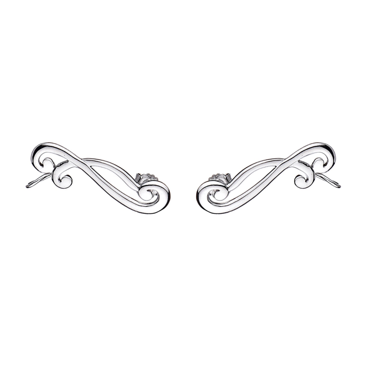 Women’s Silver Swirl Ear Climbers Gold & Honey